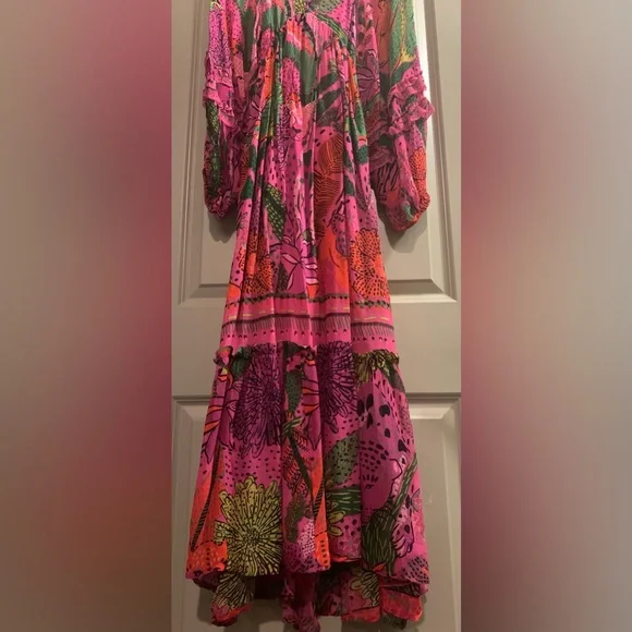 Farm Rio x Anthropologie Cool Leopard Long Sleeve Maxi Dress size XXS NWT - Picture 7 of 16